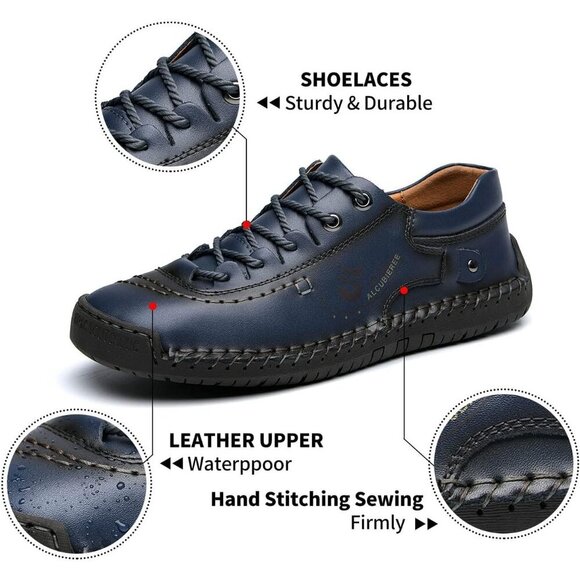 〽️Men\'s Blue Alcubieree Leather Casual Comfortable Lightweight Loafers main image 8